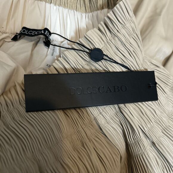 NWT DOLCE Cabo Faux Leather Pleated Skirt Ruching Detail Beige Women's Size XS - Picture 5 of 9